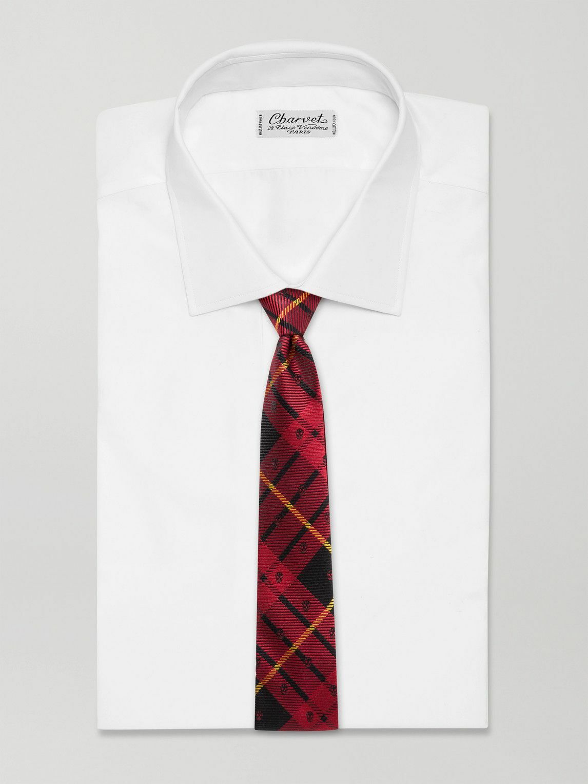 McQueen - 8cm Logo-Embroidered Checked Silk Tie
