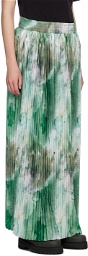 Reese Cooper Green Pleated Maxi Skirt