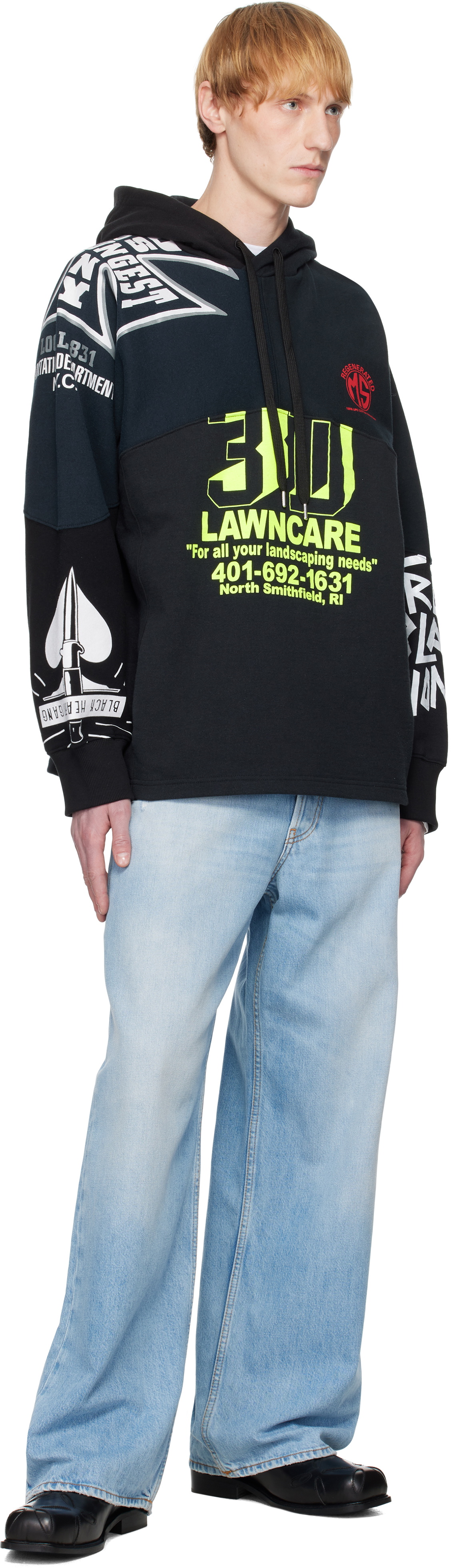 Marine Serre Black Regenerated Graphic Sweatshirts Hoodie