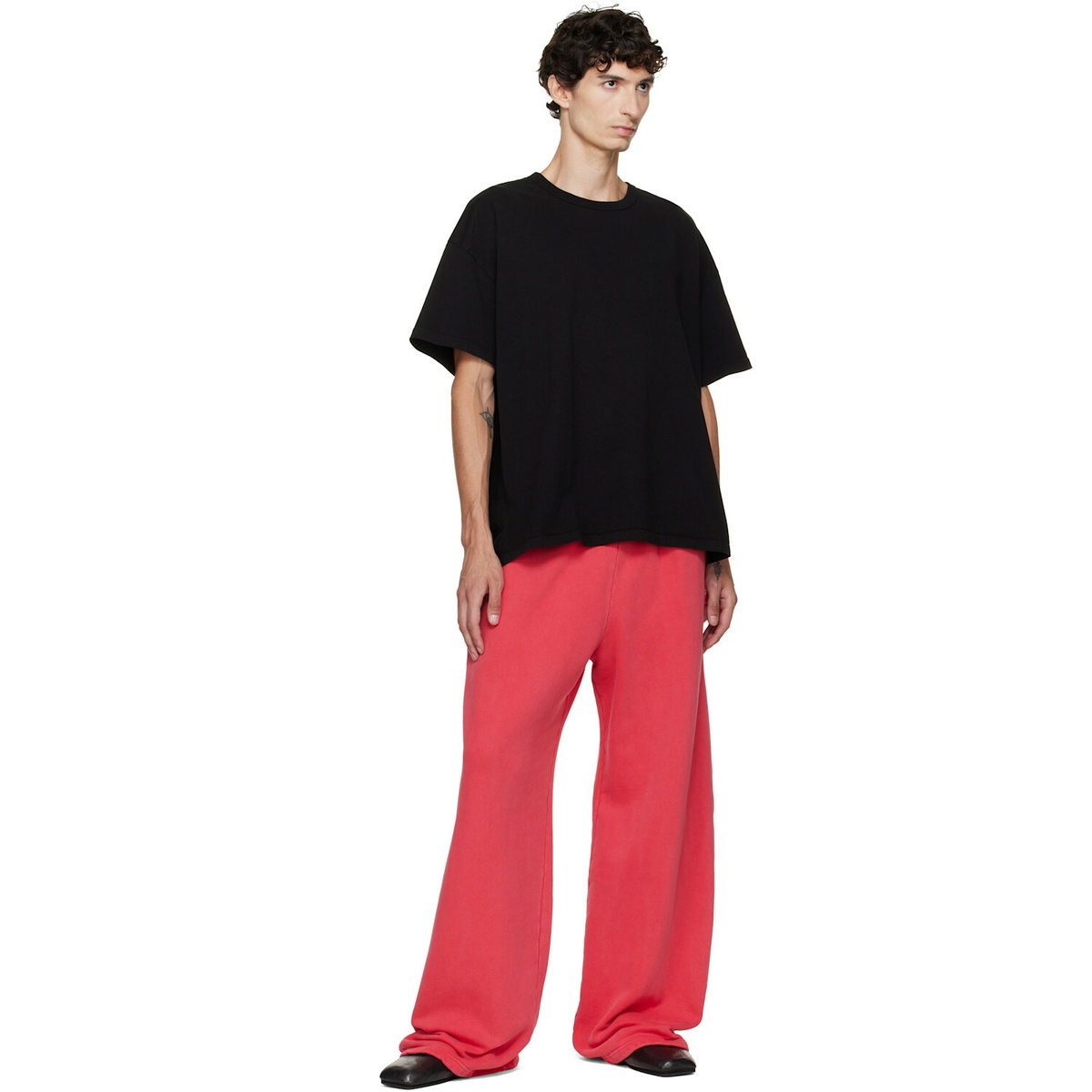 Les Tien Black Heavyweight Binded Neck Oversized T-shirt