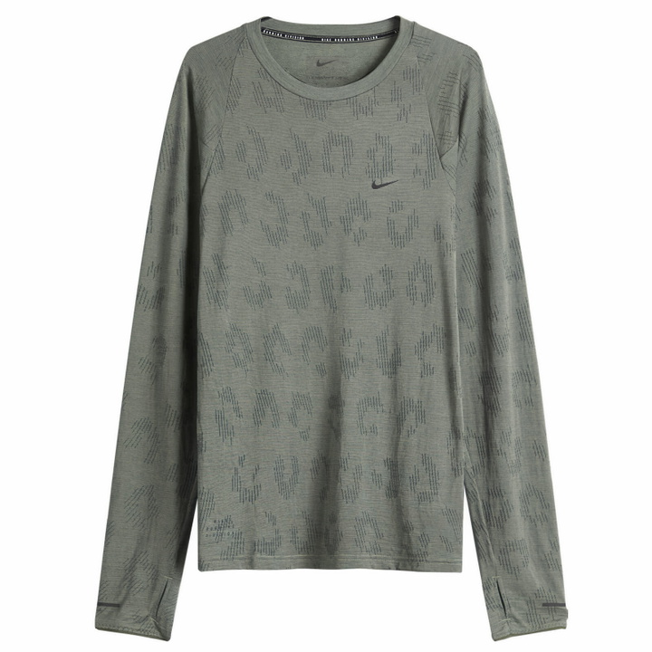 Photo: Nike Running Men's Nike Run Division Long Sleeved T-Shirt in Jade Horizon/Iron Grey