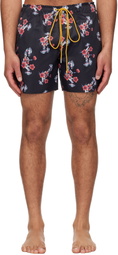 Rhude Black & Red Turbo Floral Swim Shorts