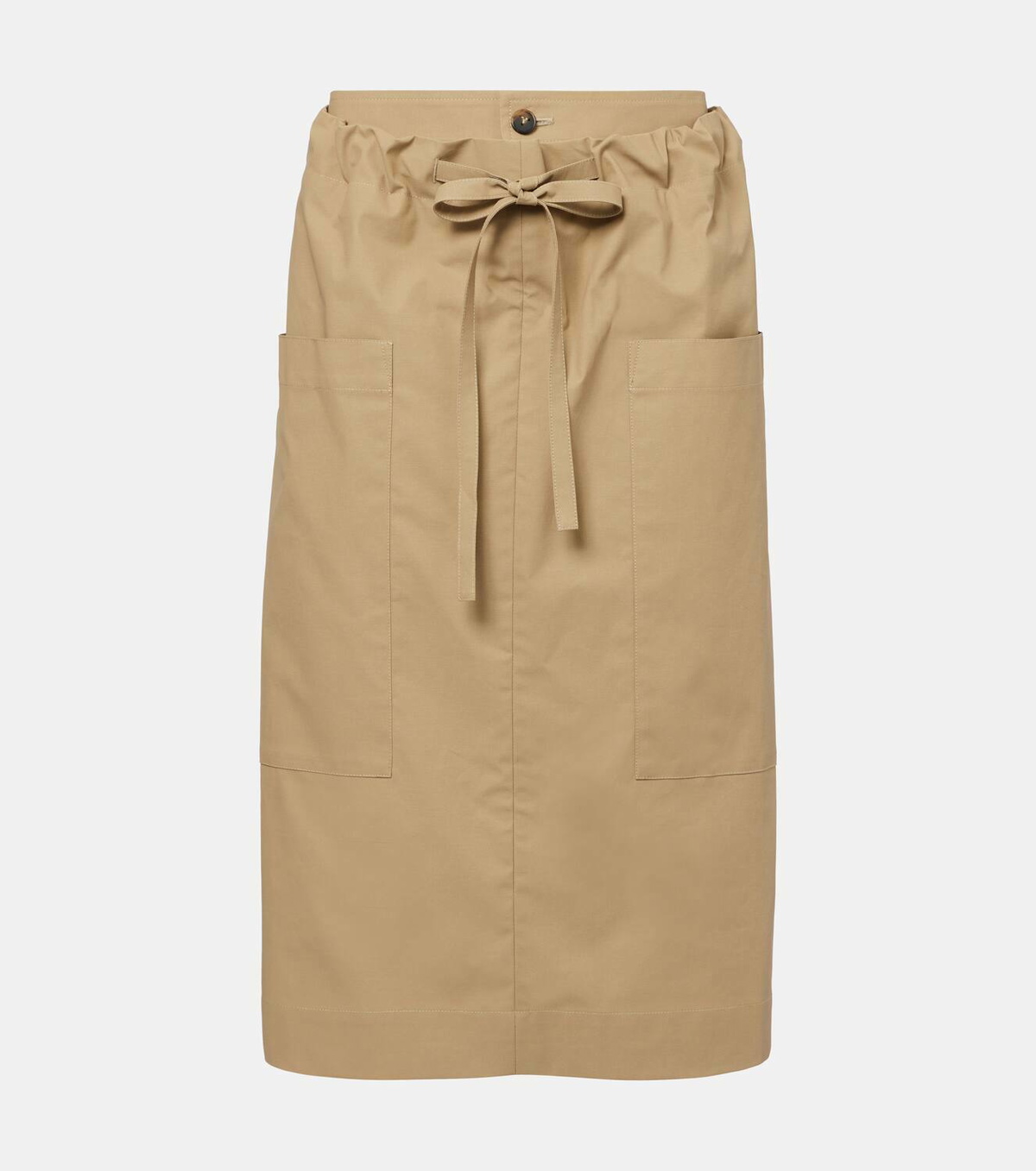 Tod's Tie-detail coated cotton midi skirt