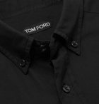 TOM FORD - Button-Down Collar Cotton and Cashmere-Blend Shirt - Black