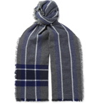 Begg & Co - Beaufort Fringed Checked Wool and Cashmere-Blend Scarf - Gray