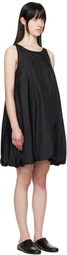 AMOMENTO Black Nylon Volume Minidress