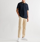 Loewe - Logo-Embroidered Contrast-Tipped Cotton-Piqué Polo Shirt - Blue