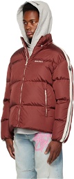 Palm Angels Burgundy Embroidered Down Jacket