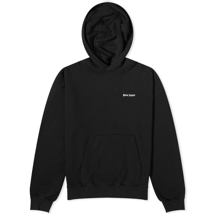Photo: Palm Angels Men's Embroidered Small Logo Popover Hoodie in Black