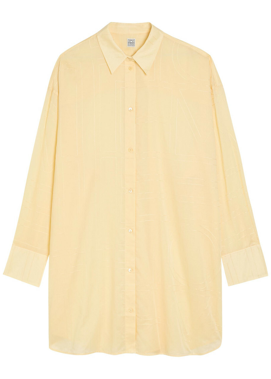 Toteme Logo-monogrammed Cotton-blend Shirt Yellow