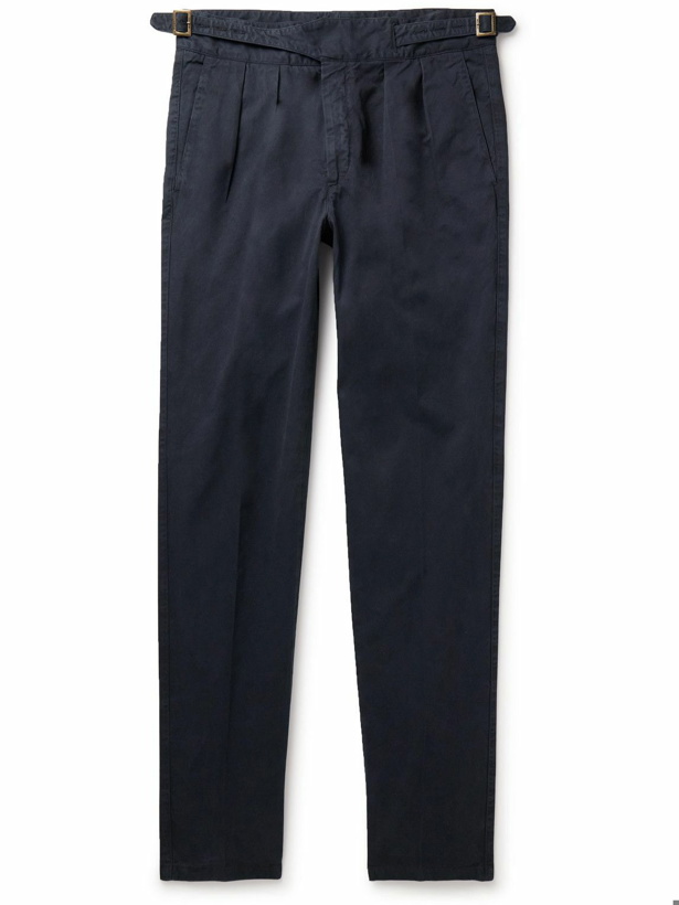 Photo: Rubinacci - Manny Tapered Pleated Cotton-Twill Trousers - Blue
