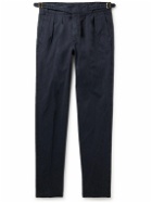 Rubinacci - Manny Tapered Pleated Cotton-Twill Trousers - Blue