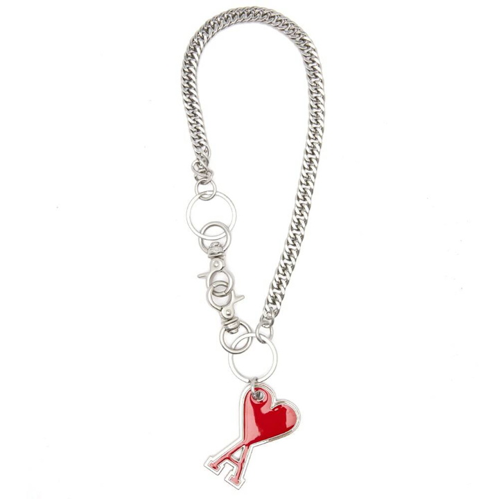 Photo: AMI Men's Small A Heart Keyring in Red
