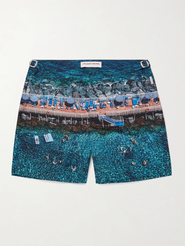 Photo: ORLEBAR BROWN - Stuart Cantor Bulldog Mid-Length Printed Swim Shorts - Blue