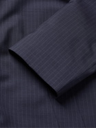 MR P. - Pinstriped Virgin Wool, Merino Wool and Silk-Blend Car Coat - Blue - XS