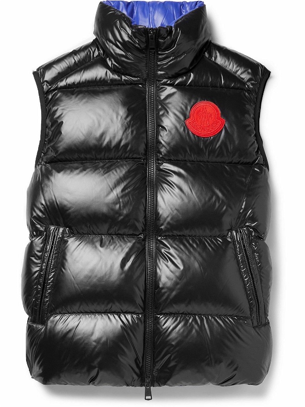 Photo: Moncler Genius - 2 Moncler 1952 Sumido Logo-Appliquéd Quilted Glossed-Shell Down Gilet - Black