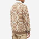 Anonymous Ism Men's Vintage Quilt Mohair Cardigan in Khaki