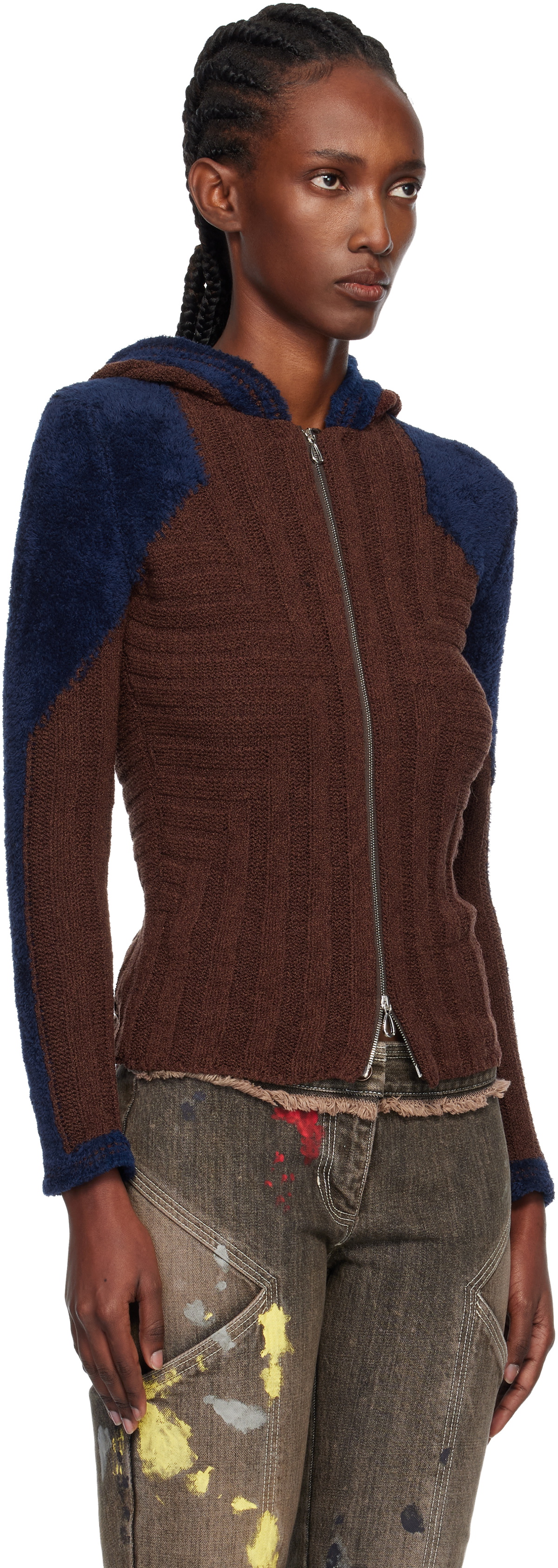 Kiko Kostadinov Brown & Blue Quimby Fitted Hoodie