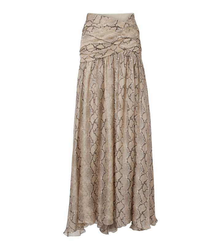 Photo: Elie Saab Snake-print silk chiffon maxi skirt
