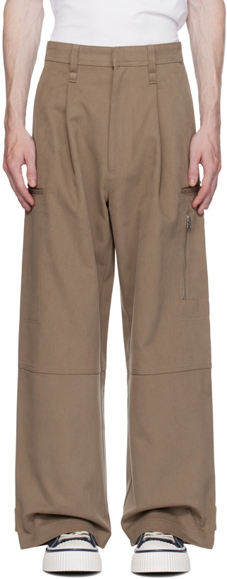 Photo: AMI Paris Taupe Paneled Cargo Pants