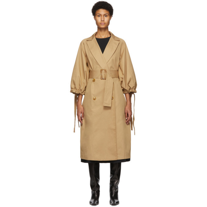 Edit Beige Pleat Back Trench Coat Editions M.R