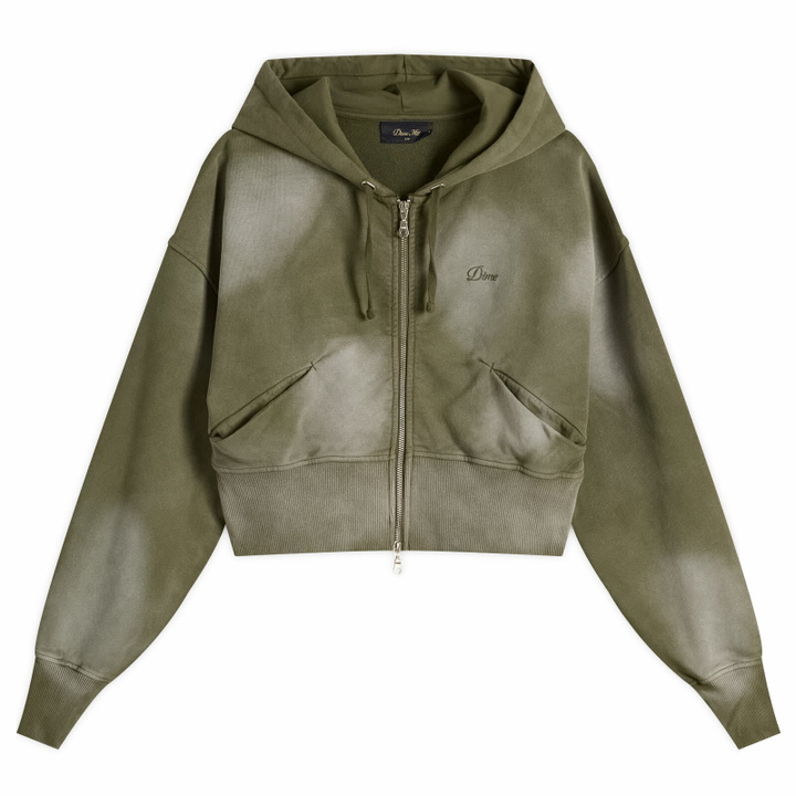Photo: Dime Women's Cropped Zip Hoodie in Green Washed