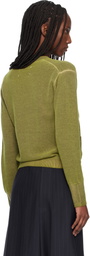 Maison Margiela Green Virgin Wool V Neck Cardigan