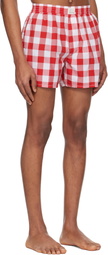 ERL Red & White Gingham Boxer Shorts