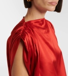 The Sei Gathered silk satin crop top