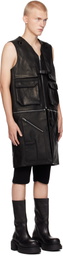 Rick Owens Black Porterville Utility Leather Vest