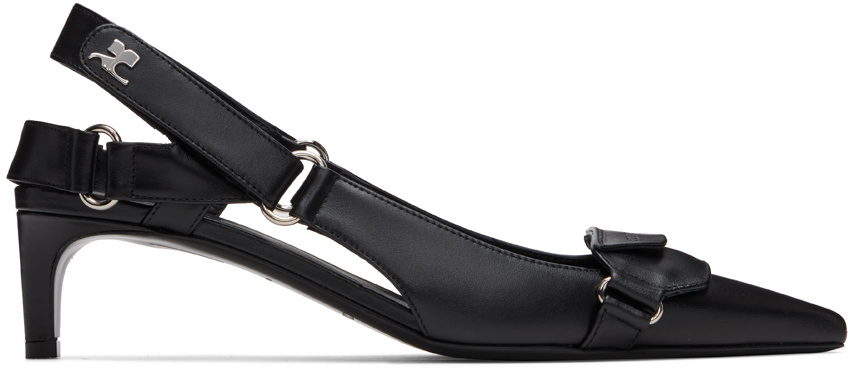 Courrèges Black Racer Slingback Heels