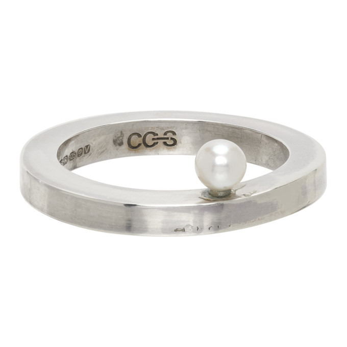 CC STEDING SSENSE Exclusive Silver Pearl Ring