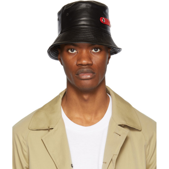 Alexander McQueen Black Lambskin Bucket Hat Alexander McQueen