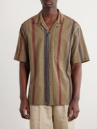 Kardo - Ronen Camp-Collar Striped Jacquard-Knit Cotton Shirt - Green