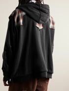 Maison Margiela - Pendelton Panelled Cotton-Jersey, Checked Virgin Wool-Flannel and Shell Zip-Up Hoodie - Black