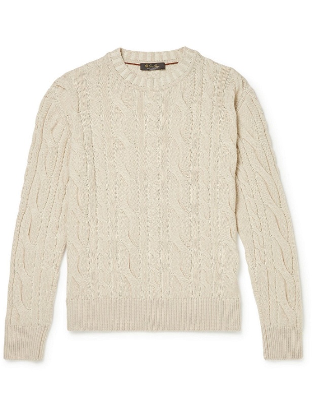 Photo: LORO PIANA - Cable-Knit Baby Cashmere Rollneck Sweater - Neutrals
