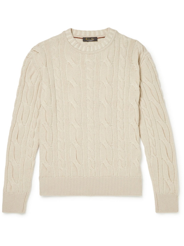 Photo: LORO PIANA - Cable-Knit Baby Cashmere Rollneck Sweater - Neutrals