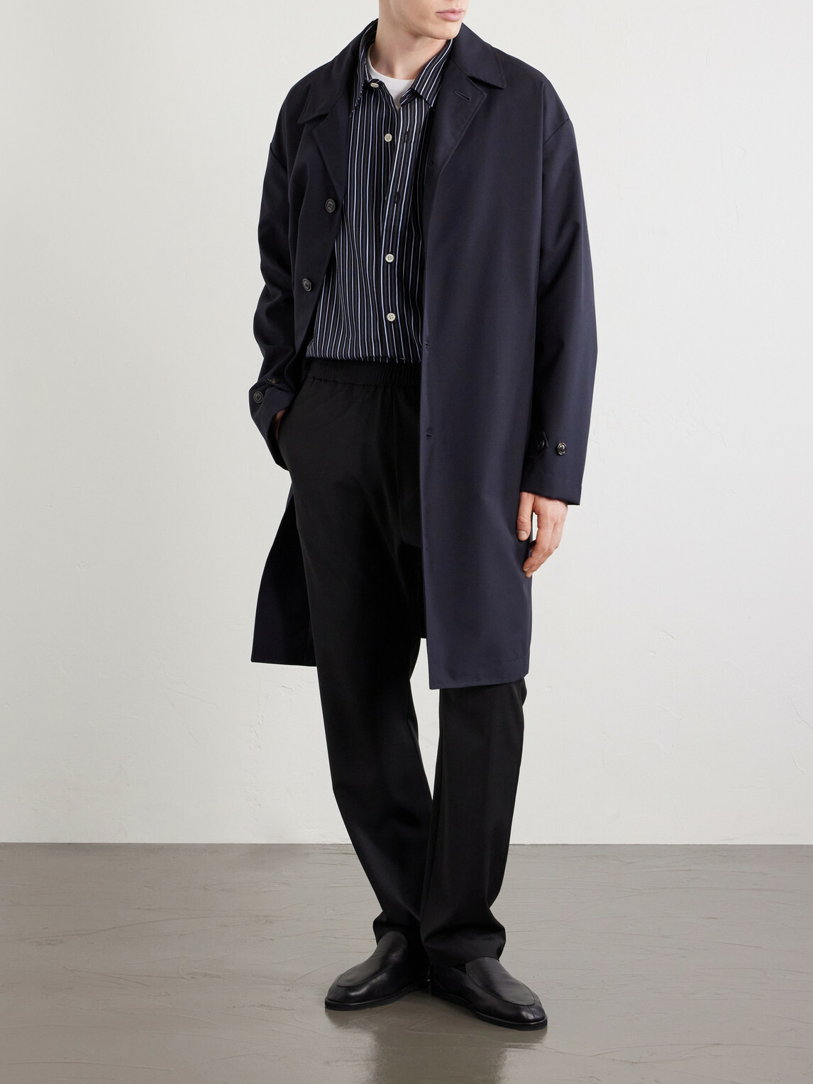 Barena - Riobarbo Straight-Leg Virgin Wool Drawstring Trousers - Black