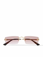 Cartier Eyewear - Panthère De Cartier Rimless Rectangular-Frame Gold-Tone Sunglasses