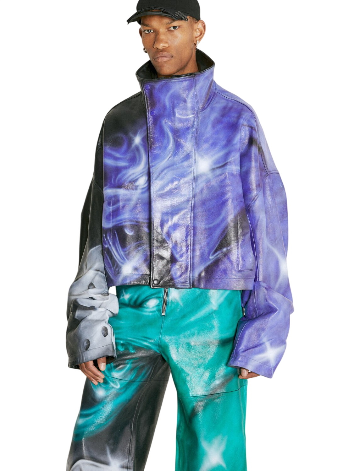 Gerrit Jacob Black & White Printed Moto Denim Jacket Gerrit Jacob