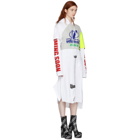 Vetements Grey and White Panelled Printed Hoodie Dress