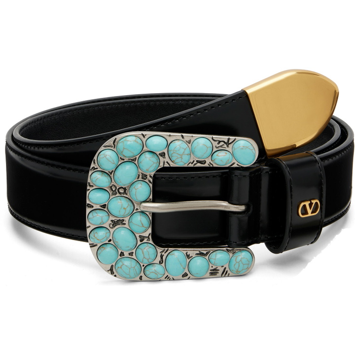 Photo: Valentino Garavani Black VLogo Signature Brushed Calfskin Belt