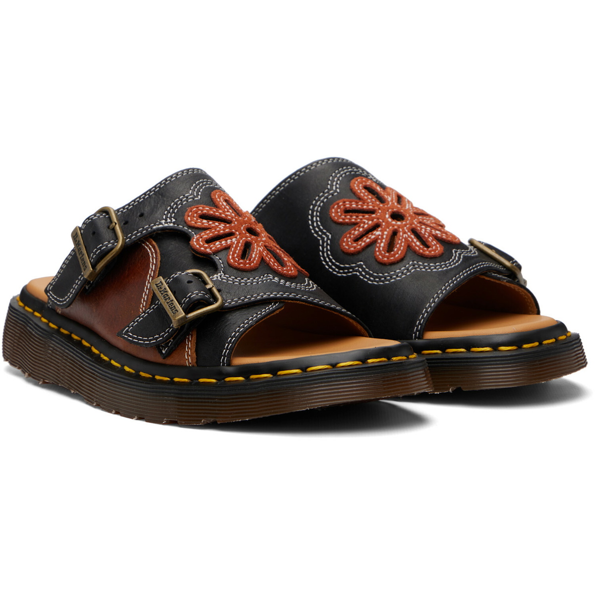 Dr. Martens Black Dayne 'Made In England' Applique Sandals