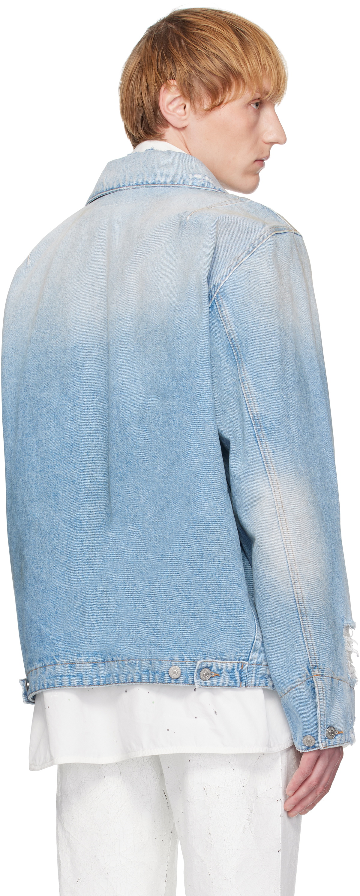 MM6 Maison Margiela Blue Distressed Denim Jacket
