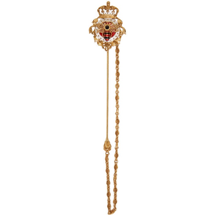 Photo: Dolce and Gabbana Gold Crown and Bee Pin
