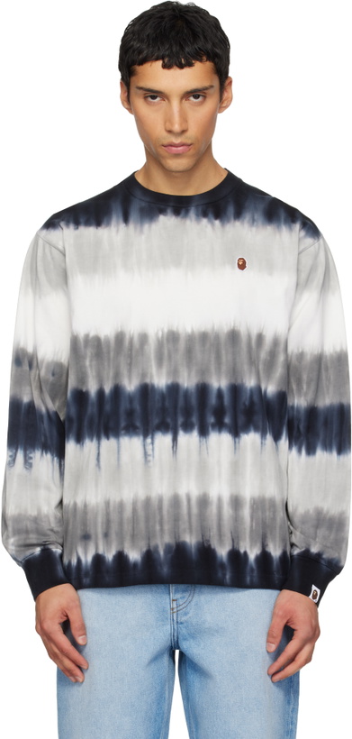 Photo: BAPE Black & White Drip Stripe LS T-shirt