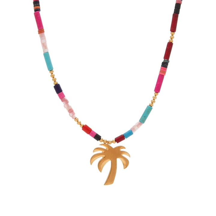 Photo: Palm Angels Women's PA Monogram Beads Necklace in Multicolor 