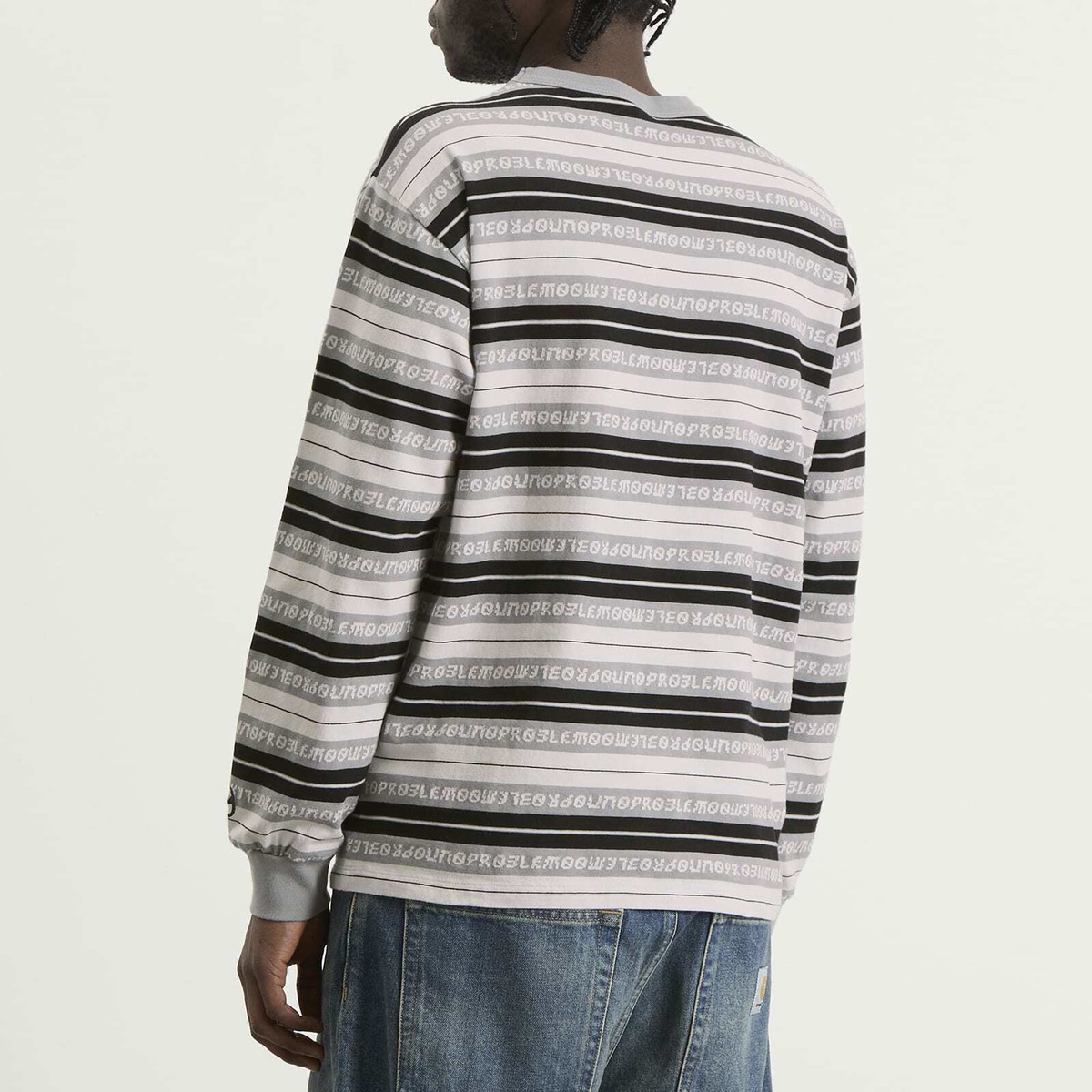 No Problemo Men's Jacquard Stripe Long Sleeve T-Shirt in Black