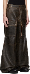 GUESS USA Brown Crackle Utility Leather Pants