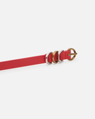 Pinko Thin Leather Belt With Metal Rings 1.5cm Red Mix Gal. Gold Nikel